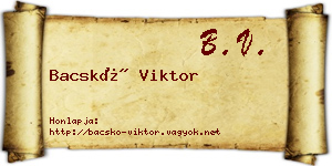 Bacskó Viktor névjegykártya